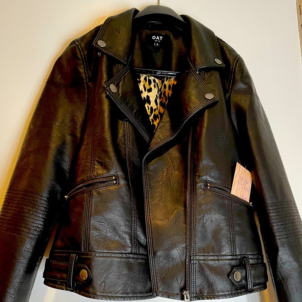 Leather Moto Jacket, Small, with tags